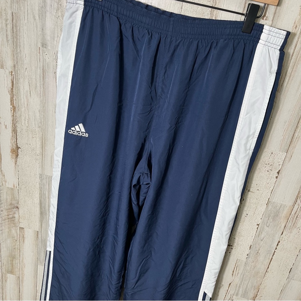 Adidas Vintage Y2K Navy Stripe Ankle Zip Straight Leg Track Pants Mens Size‎ M